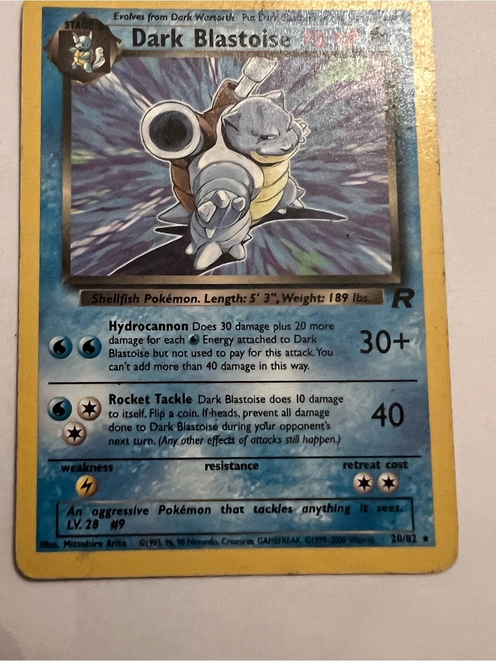 RARE Dark Blastoise 20/82 Team Rocket Non Holo Pokemon Card